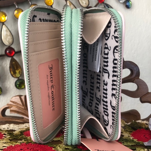 NWT Juicy Couture Retro Green Juicy Girl Rule Zip Around Wallet - Picture 6 of 11
